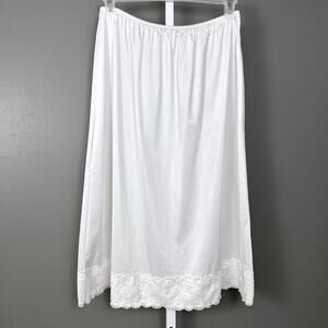 Vintage Velrose Half Slip Skirt Plus Size 2X White 100% Nylon USA Made Wide Lace